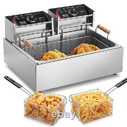 VEVOR 22L Commercial Deep Fryer Electric Countertop Fryer Restaurant Fry Basket