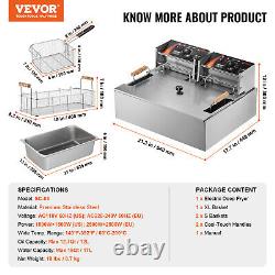 VEVOR 22L Commercial Deep Fryer Electric Countertop Fryer Restaurant Fry Basket