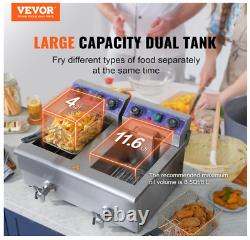 VEVOR 22L Electric Deep Fryer Dual Tank Commercial XL Fry Basket 3000 W