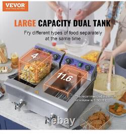 VEVOR 22L Electric Deep Fryer Dual Tank Commercial XL Fry Basket 3000 W