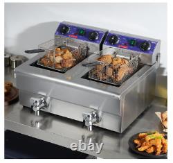 VEVOR 22L Electric Deep Fryer Dual Tank Commercial XL Fry Basket 3000 W