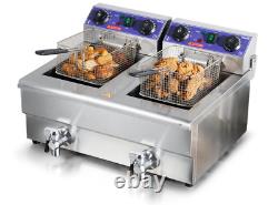 VEVOR 22L Electric Deep Fryer Dual Tank Commercial XL Fry Basket 3000 W