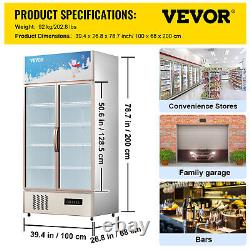 VEVOR 23 cu. Ft. Commercial Merchandiser Refrigerator Beverage Cooler 2 Doors 40