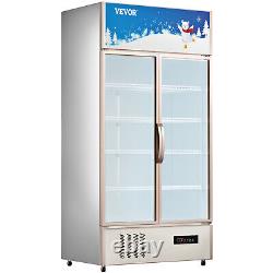 VEVOR 23 cu. Ft. Commercial Merchandiser Refrigerator Beverage Cooler 2 Doors 40