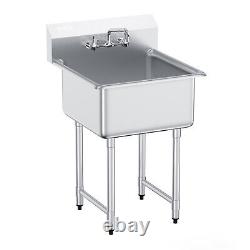 VEVOR 24 x 24 Commercial Utility Sink Prep Hand Wash Stainless Steel with Faucet
