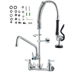 VEVOR 25 Commercial Pre-rinse Faucet Wall Mount Sink Faucet 8 with Sprayer