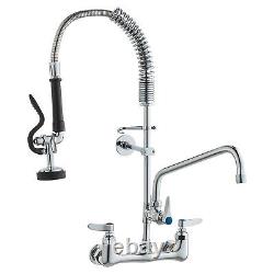 VEVOR 25 Commercial Pre-rinse Faucet Wall Mount Sink Faucet 8 with Sprayer