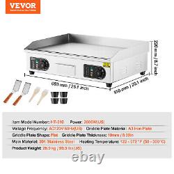 VEVOR 26 Commercial Electric Countertop Griddle Flat Top Grill Hot Plate 2800W