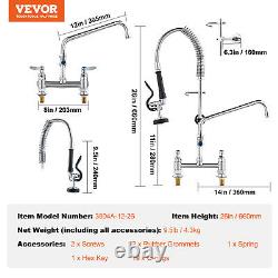 VEVOR 26 Commercial Faucet with Pre-Rinse Sprayer Deck Mount Kitchen Sink Faucet