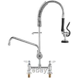 VEVOR 26 Commercial Faucet with Pre-Rinse Sprayer Deck Mount Kitchen Sink Faucet