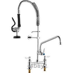 VEVOR 26 Commercial Faucet with Pre-Rinse Sprayer Deck Mount Kitchen Sink Faucet