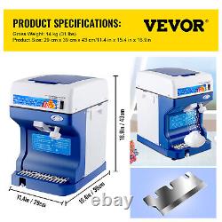 VEVOR 265LBS/H Commercial Ice Shaver Crusher Snow Cone Machine Tabletop Maker