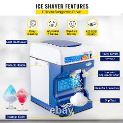 VEVOR 265LBS/H Commercial Ice Shaver Ice Crusher Snow Cone Machine PC Paddles