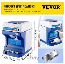 VEVOR 265LBS/H Commercial Ice Shaver Ice Crusher Snow Cone Machine PC Paddles