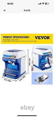 VEVOR 265LBS/H Commercial Ice Shaver Ice Crusher Snow Cone Machine PC Paddles