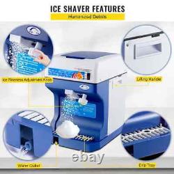 VEVOR 265LBS/H Commercial Ice Shaver Ice Crusher Snow Cone Machine PC Paddles