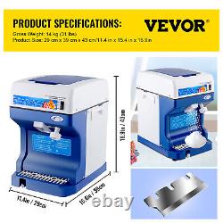 VEVOR 265LBS/H Commercial Ice Shaver Ice Crusher Snow Cone Machine PC Paddles