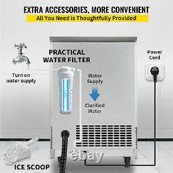 VEVOR 265Lbs/24H Commercial Ice Maker Ice Cube Making Machine withWater Filter LED
