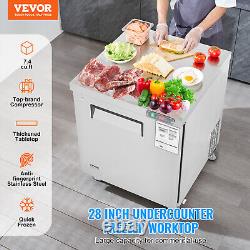 VEVOR 28 Commercial Undercounter Worktop Reach In Freezer Prep Table 7.4 Cu. Ft