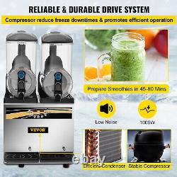 VEVOR 2x15L 2Tank Commercial Slush Machine Frozen Drink Margarita Slush Maker