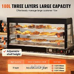 VEVOR 3-Tier Commercial Food Warmer Display Countertop Pizza Cabinet with Light