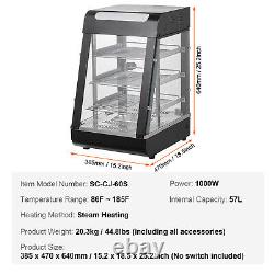 VEVOR 3-Tier Commercial Food Warmer Display Countertop Pizza Cabinet with Light