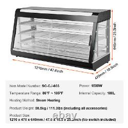 VEVOR 3-Tier Commercial Food Warmer Display Countertop Pizza Cabinet with Light