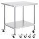 Vevor 30x36 Inch Stainless Steel Work Table Commercial Prep Table With 4 Casters