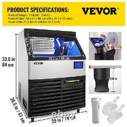 VEVOR 320LBS/24H Commercial Ice Maker Ice Cube Machine with77LBS Bin Storage LCD