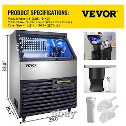 VEVOR 320LBS/24H Commercial Ice Maker Ice Cube Making Machine withWater Filter LED