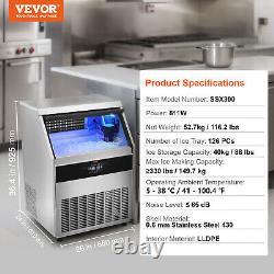 VEVOR 330lbs/24H Commercial Ice Maker Built-in Ice Cube Machine 88LB Bin Storage