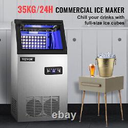 VEVOR 35KG/24H Commercial Ice Maker Built-in Freestand Ice Cube Machine SUS