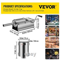 VEVOR 3L Horizontal Commercial Sausage Stuffer 2Speed Stainless Steel Meat Press