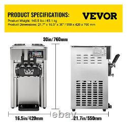 VEVOR 4.76Gal/H Commercial Soft Serve Ice Cream Maker Machine Stainless Steel