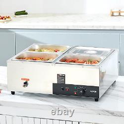 VEVOR 4-Pan Commercial Food Warmer, 4 X 12QT Electric Steam Table, 1500W Profess