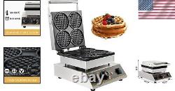 VEVOR 4-Piece Round Commercial Waffle Maker Non-Stick Stainless Steel 1750W