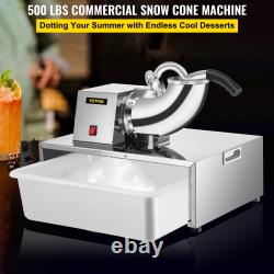 VEVOR 400-500LBS/H Commercial Snow Cone Machine Electric Ice Shaver Ice Crusher