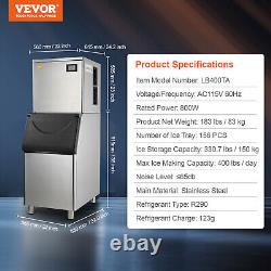 VEVOR 400LB Commercial Ice Maker Split Freestand Ice Cube Machine 330LB Storage