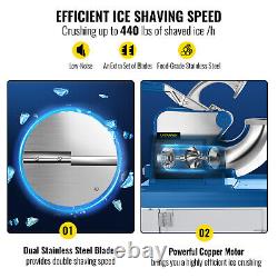 VEVOR 400LBS/H Commercial Snow Cone Machine Electric Ice Shaver Ice Crusher Blue