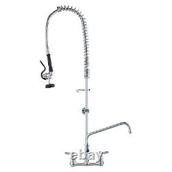 VEVOR 44Commercial Faucet with Pre-Rinse Sprayer Wall Mount Kitchen Sink Faucet