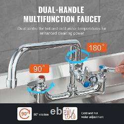 VEVOR 44Commercial Faucet with Pre-Rinse Sprayer Wall Mount Kitchen Sink Faucet