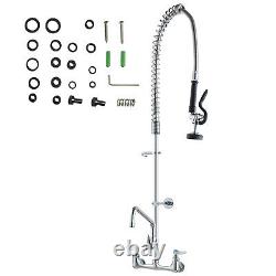 VEVOR 44Commercial Faucet with Pre-Rinse Sprayer Wall Mount Kitchen Sink Faucet