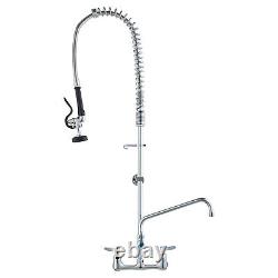 VEVOR 44Commercial Faucet with Pre-Rinse Sprayer Wall Mount Kitchen Sink Faucet