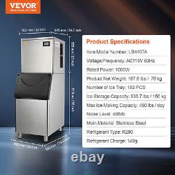 VEVOR 450LB/24H Commercial Ice Maker Freestanding ice Machine 330.7LBS Storage