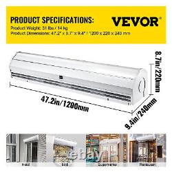 VEVOR 47 Indoor Air Curtain 2 Speeds Commercial 2 Limit Switch CE UL Certified