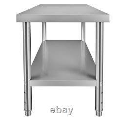 VEVOR 48 60 72 Kitchen Work Table Stainless Steel Commercial Food Prep Table