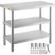Vevor 48x14 Stainless Steel Work Table 2 Shelves Commercial Kitchen Food Prep