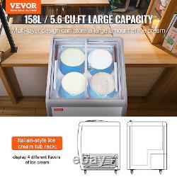 VEVOR 5.6 Cu. Ft Commercial Ice Cream Display Case Gelato Dipping Freezer Cabinet