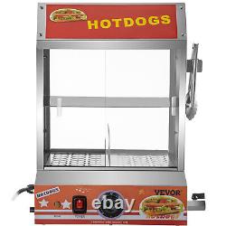 VEVOR 500W Commercial Hot Dog Steamer 2 Tier Electric Bun Warmer WithSlide Doors