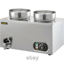 VEVOR 500W Commercial Soup Warmer with Dual 7.4Qt Pot Countertop Steam Soup Kettle